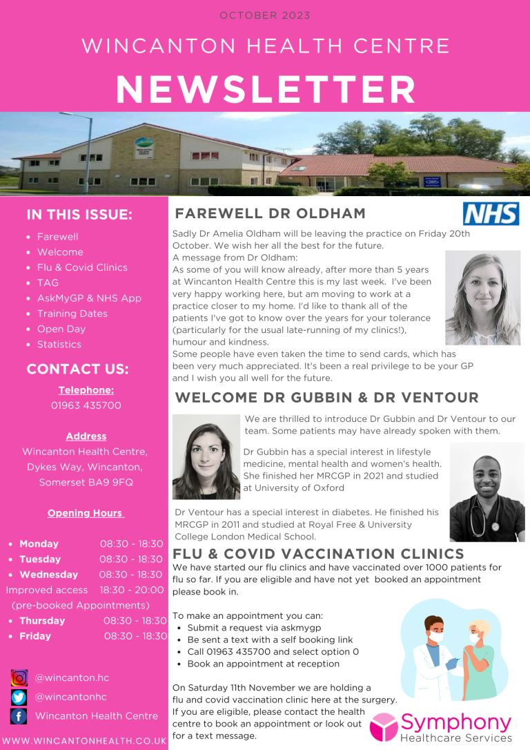 Wins Program Newsletter Example October Newsletter - Wincanton Health Centre